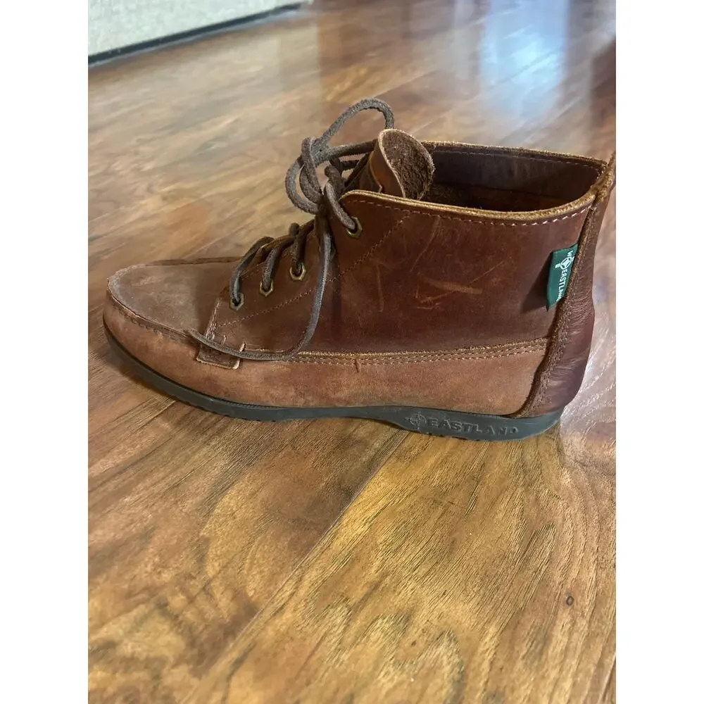 Vintage EASTLAND Moc Boots Tan Leather Size 9.5 D Pre-Owned Moccasin Shoes Mens